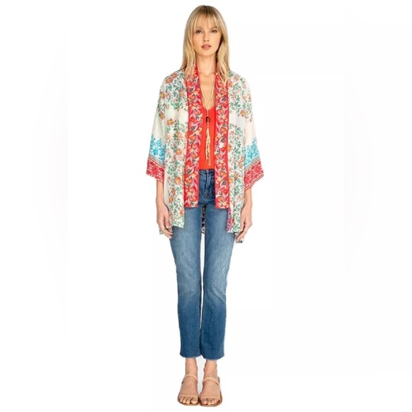 Johnny Was Onyx Reversible Silk Kimono Size Small Boho Festival Pockets